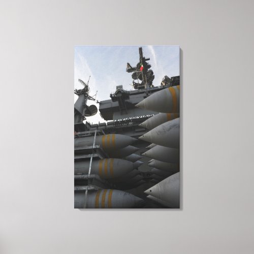 Stacked ordnance ready to be loaded canvas print
