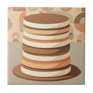 Stacked Pancakes Retro Ceramic Tile