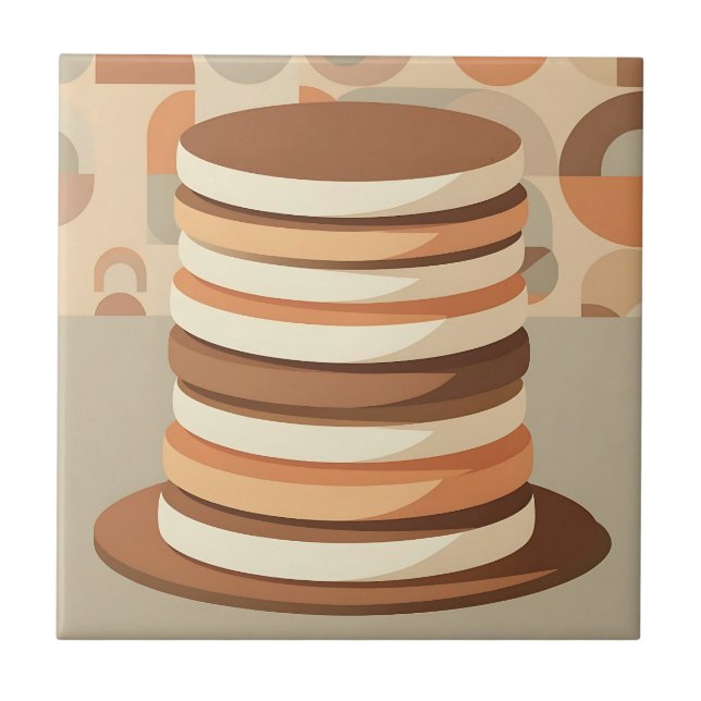 Stacked Pancakes Retro Ceramic Tile (Front)