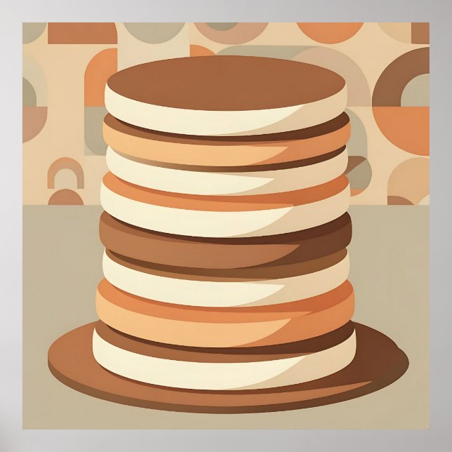 Stacked Pancakes Retro Poster (Front)