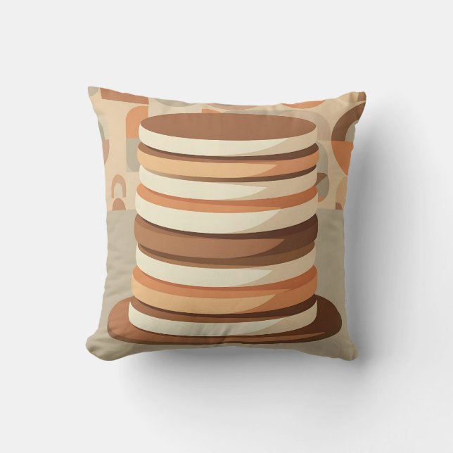 Stacked Pancakes Retro Throw Pillow (Front)