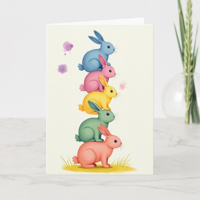 Stacked Pastel Animal Friend Card (Front)