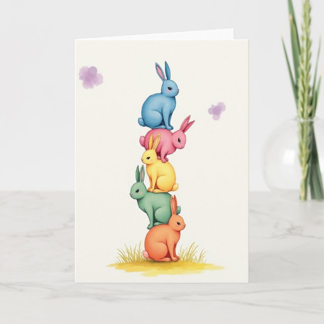 Stacked Pastel Animals Card (Front)