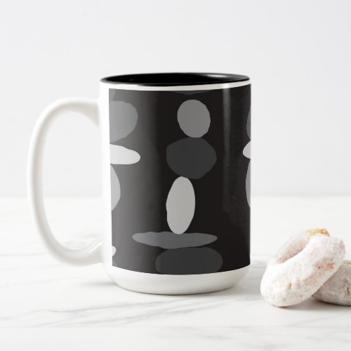 Stacked Pebbles in Grays and Black Modern Two_Tone Coffee Mug