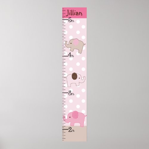 Stacked Pink Elephants Growth Chart Keep at 8x44