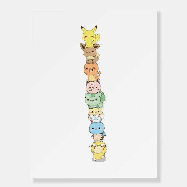 Stacked Pokémon Poster – Cute Vertical Character W (Front)