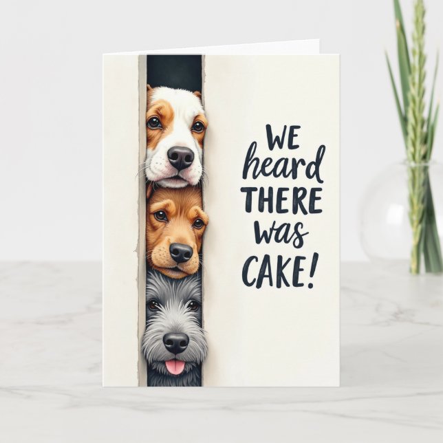 Stacked Pups Cake Birthday Card (Front)