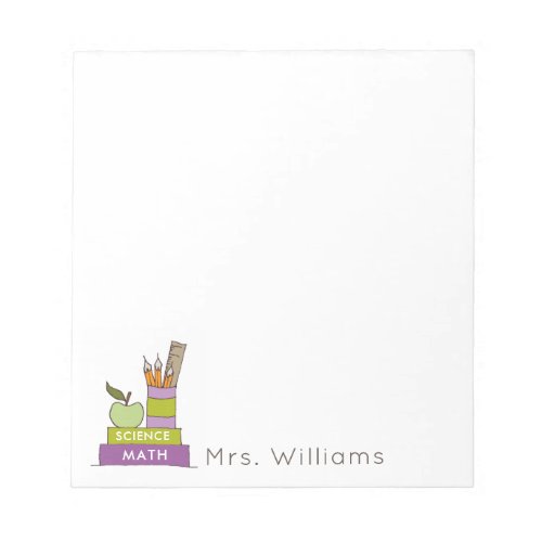 Stacked Purple Books Teachers Personalized Notepad