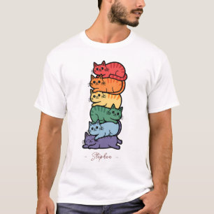 Stacked Rainbow Cats – LGBTQ Pride Celebration T-Shirt