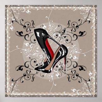 STACKED red bottoms shoes SILK SCARF STYLE Poster