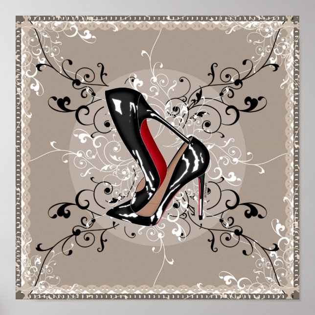 STACKED red bottoms shoes SILK SCARF STYLE Poster (Front)