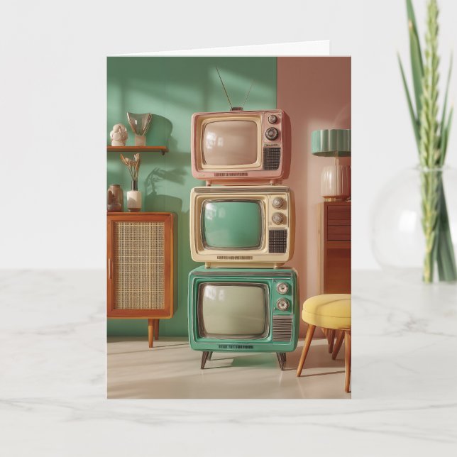 Stacked Retro Television Set Display Card (Front)