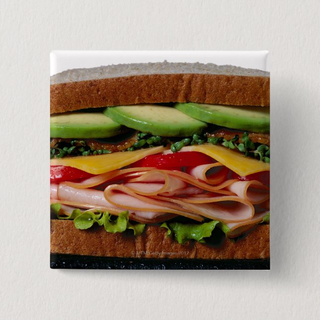 Stacked sandwich pinback button (Front)