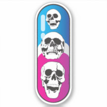 Stacked Skull Skate Deck Sticker