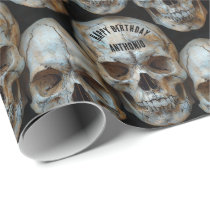 Stacked Skulls Paris Catacombs Gothic Halloween Wrapping Paper