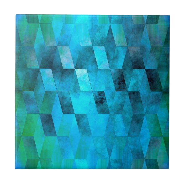Stacked Sky (turquoise turquoise-green) Ceramic Tile (Front)