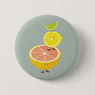 Stacked smiling citrus fruit button