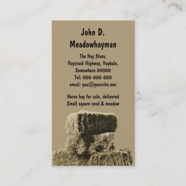 Stacked square hay bales business card (Front)