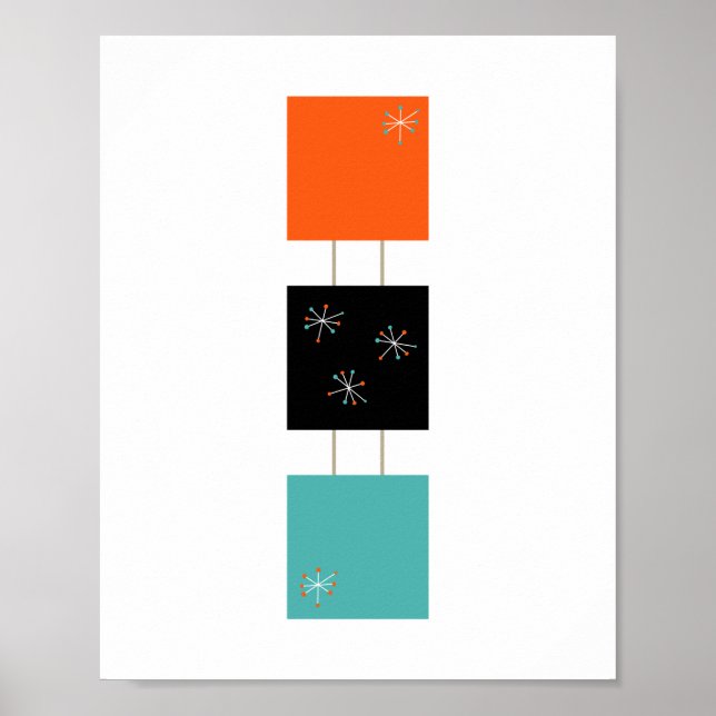 Stacked Squares Mid Century Modern Styled Poster (Front)