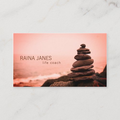 Stacked Stones Beach Life Coach Counselor Business Card