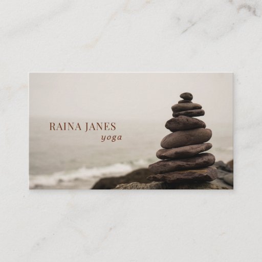 Customizable Stacked Stones Beach Yoga Business Card