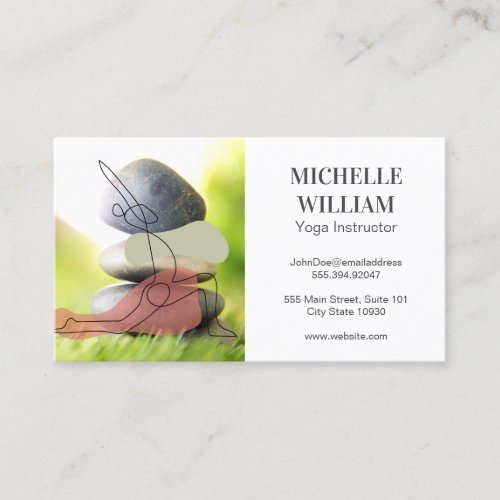 Stacked Stones in the Grass | Spa Yoga | Health Business Card