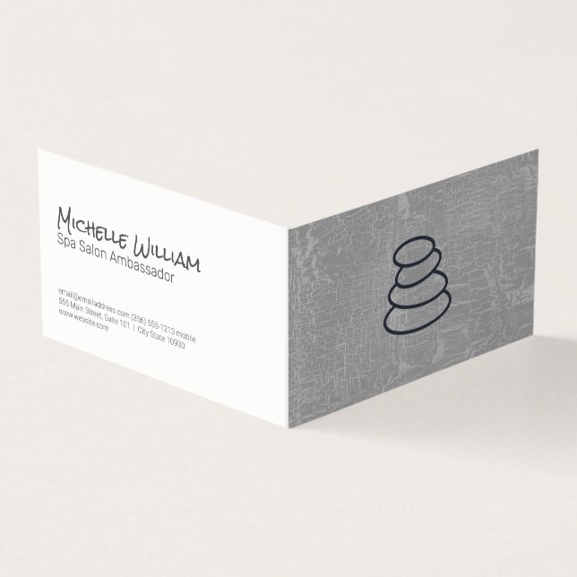 Stacked Stones | Marbles Gray | Day Spa Business Card (Outside)