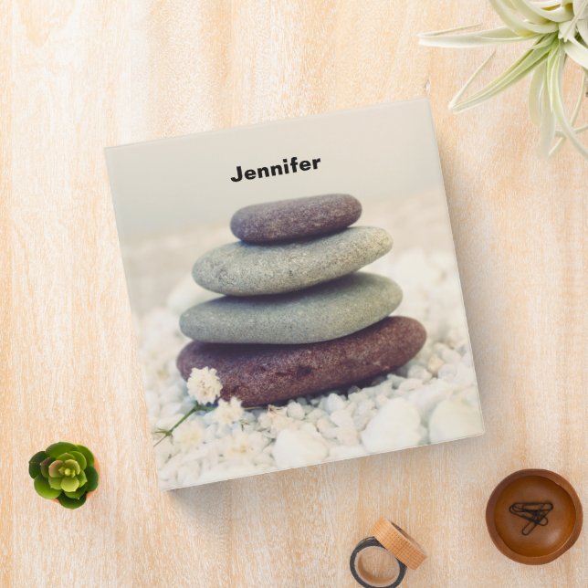 Stacked Stones Meditative Cairn 3 Ring Binder (In Situ)