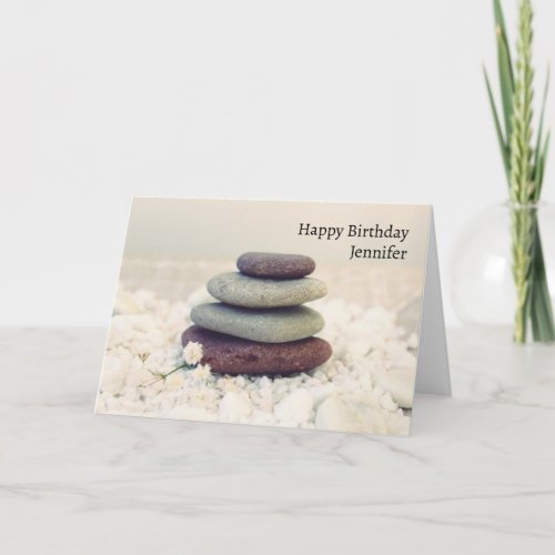 Stacked Stones Meditative Cairn Birthday Card