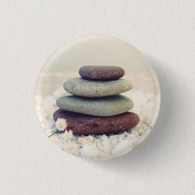 Stacked Stones Meditative Cairn Button (Front)