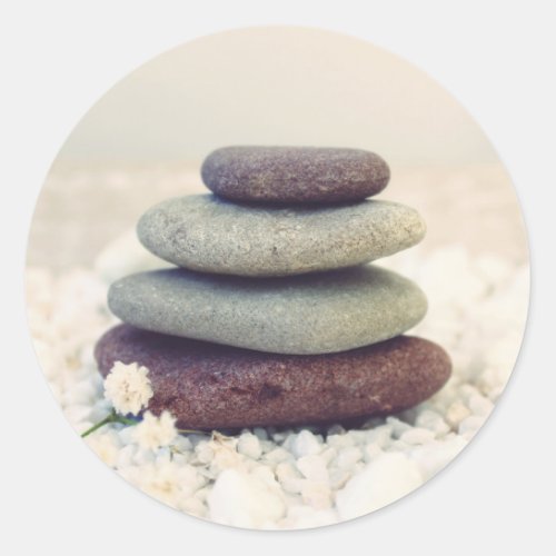 Stacked Stones Meditative Cairn Classic Round Sticker