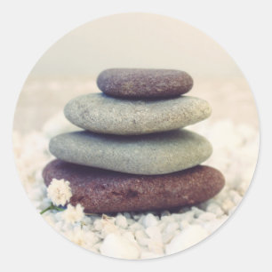 Stacked Stones Meditative Cairn Classic Round Sticker