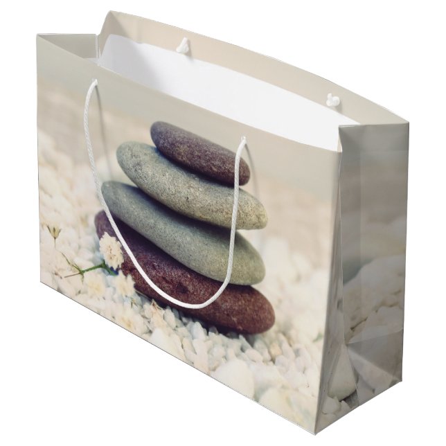Stacked Stones Meditative Cairn Large Gift Bag (Back Angled)