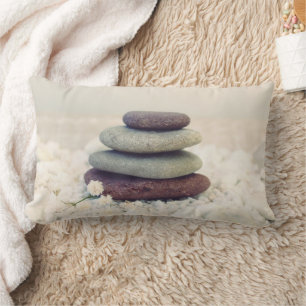 Stacked Stones Meditative Cairn Lumbar Pillow