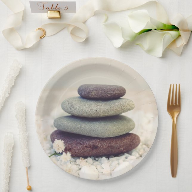 Stacked Stones Meditative Cairn Paper Plates (Wedding)