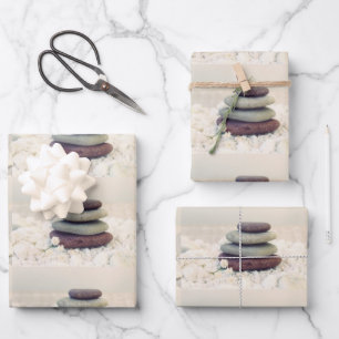 Stacked Stones Meditative Cairn Pattern Wrapping Paper Sheets