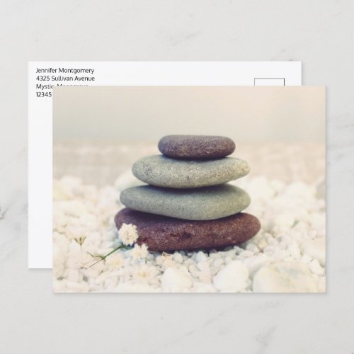 Stacked Stones Meditative Cairn Postcard