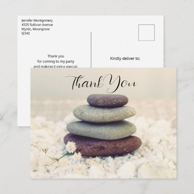 Stacked Stones Meditative Cairn Thank You Postcard (Front/Back)