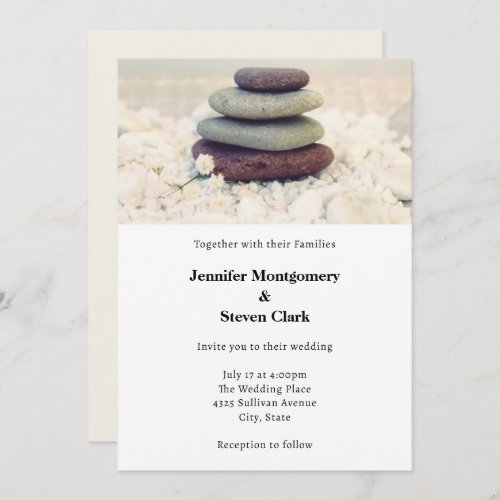 Stacked Stones Meditative Cairn Wedding Invitation