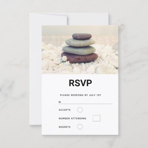 Stacked Stones Meditative Cairn Wedding RSVP Card