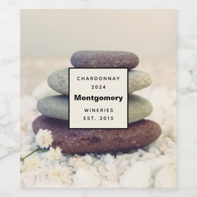 Stacked Stones Meditative Cairn Wine Making Label (Single Label)