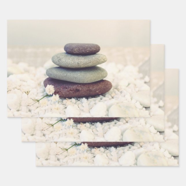 Stacked Stones Meditative Cairn Wrapping Paper Sheets (Set)