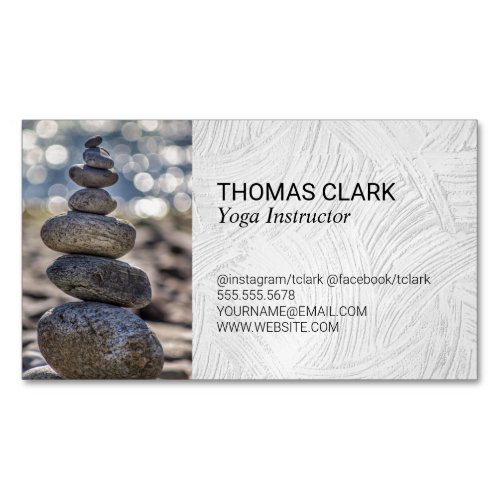 Stacked Stones  Zen  Yoga Business Card Magnet