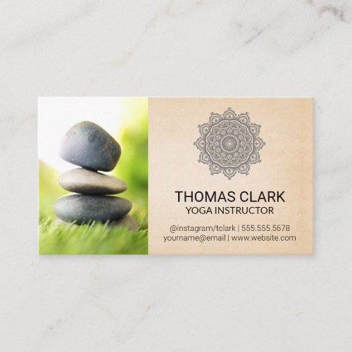 Stacked Stones  Zen  Yoga Mandala Pattern Business Card
