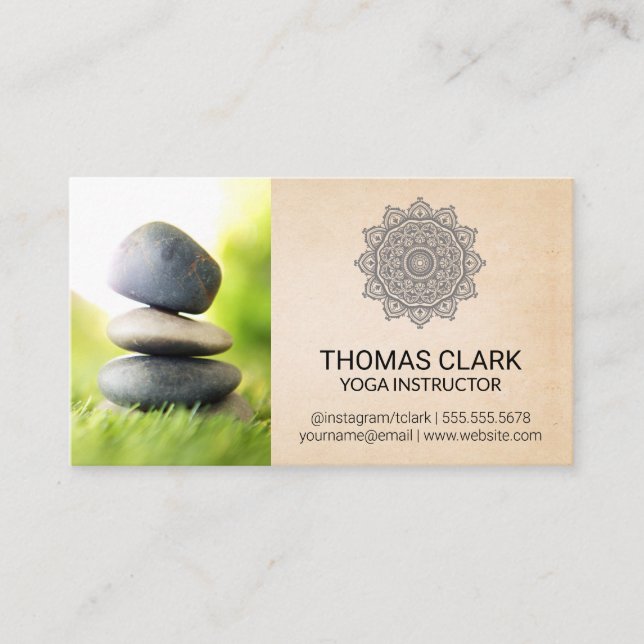 Stacked Stones | Zen | Yoga Mandala Pattern Business Card (Front)