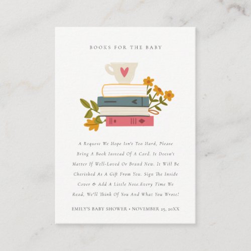 Stacked Storybooks Floral Books For Baby Shower Enclosure Card