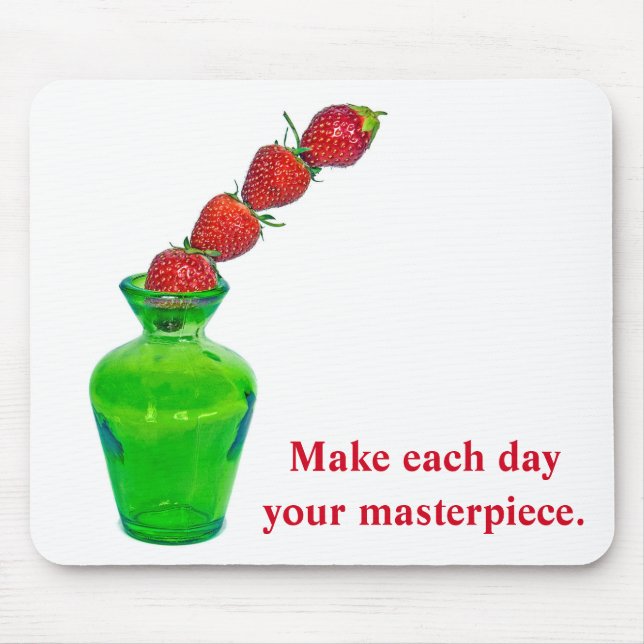 Stacked Strawberries with Quote Mouse Pad (Front)