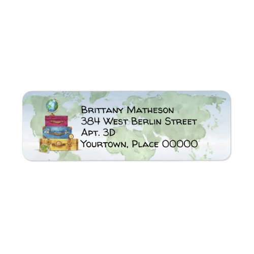 Stacked Suitcases Going Away Return Address Label