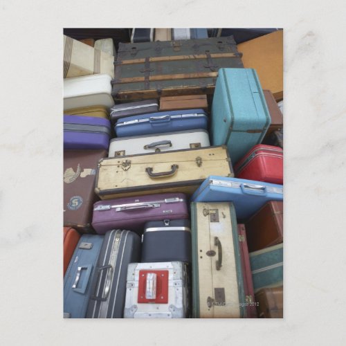 Stacked suitcases postcard