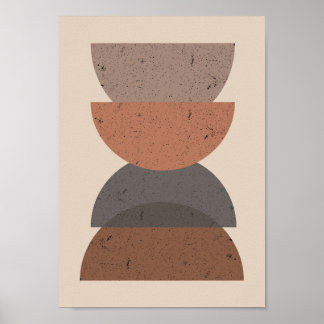 Stacked terracotta beige geometric half-circles poster